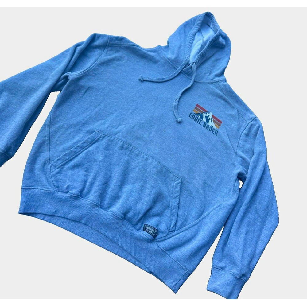 Eddie Bauer Men’s Medium Blue Graphic Hoodie Outdoor Outfitters Pullover
